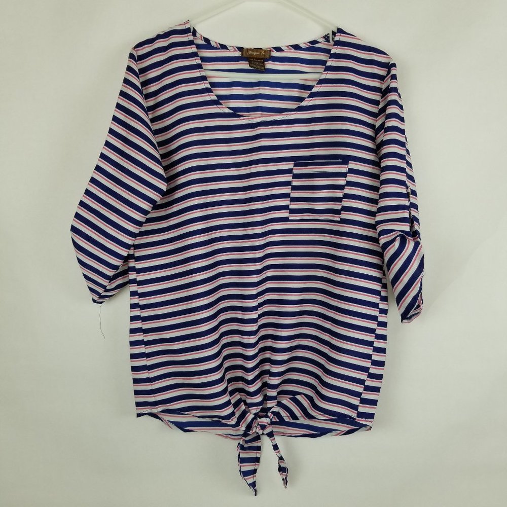 Juniper Ln 3/4 Sleeves Tie Waist Size S Red/White/Blue